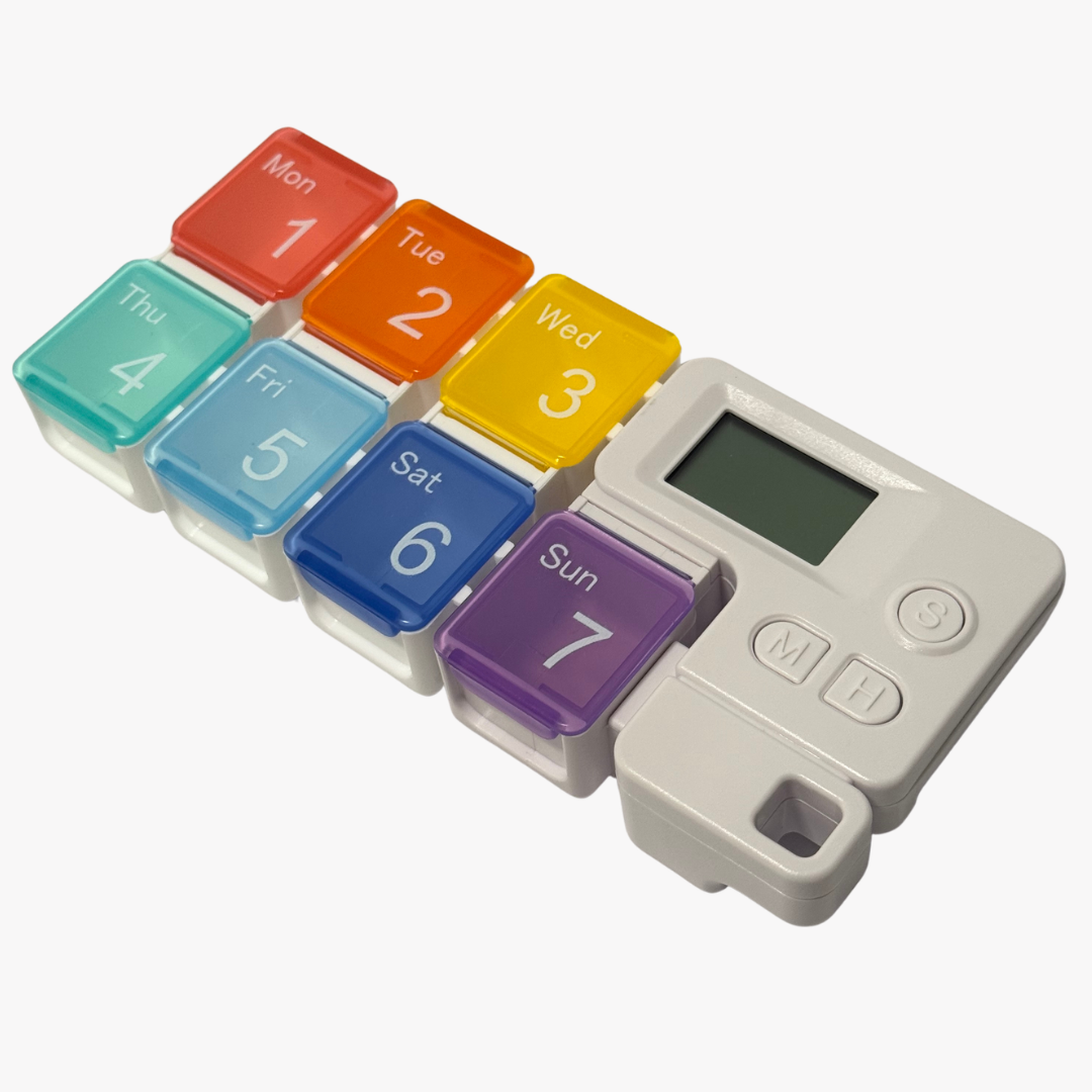 Intelligenter Wochenspender für Tabletten mit Alarmfunktion